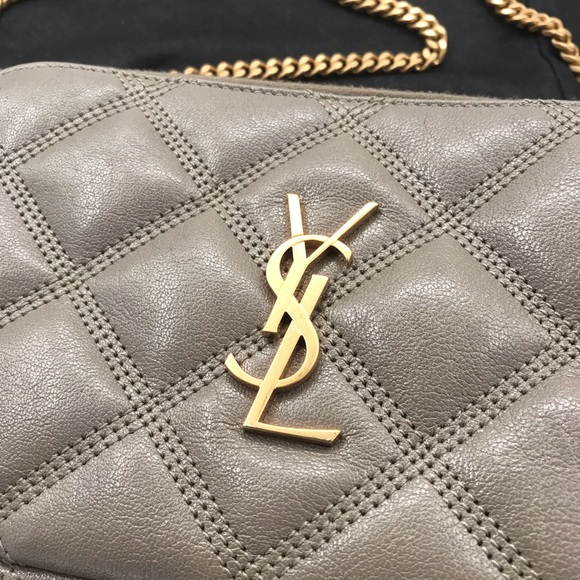 YSL Becky Double Zip Leather Pouch in Warm Taupe - Picture 5 of 17